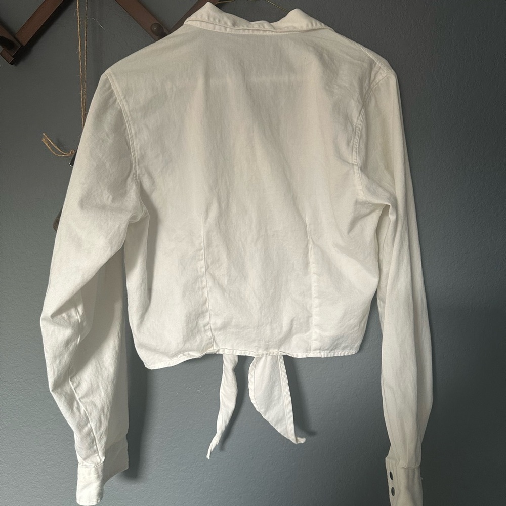 Harley-Davidson Women's White Button Down Shirt Embroidered Tie Front Size‎ M - Picture 5 of 14